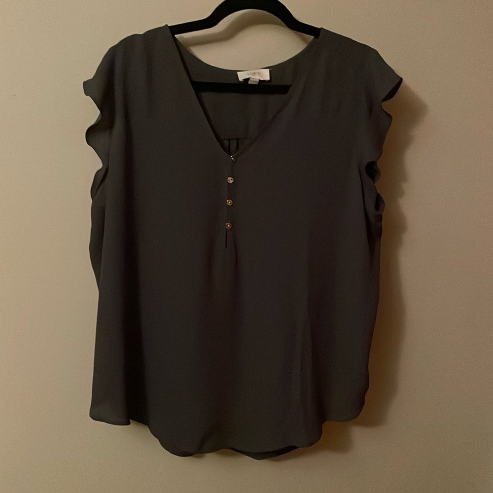 XL LOFT Charcoal Gray Button Up Blouse.